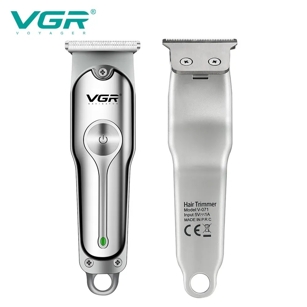 Professional Rechargeable Electric Hair Trimmer V-071 | Precision T-Blade, Red & Green Indicators