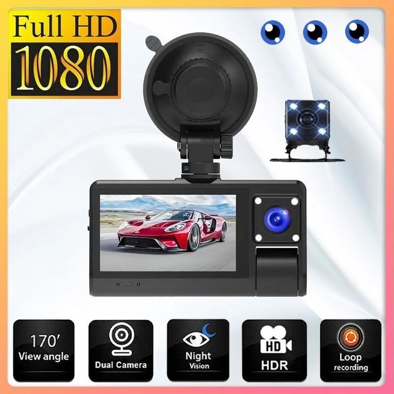 Dashboard Camera Car Dvr Camera Full Hd 1080p S13 3-Lens Touch