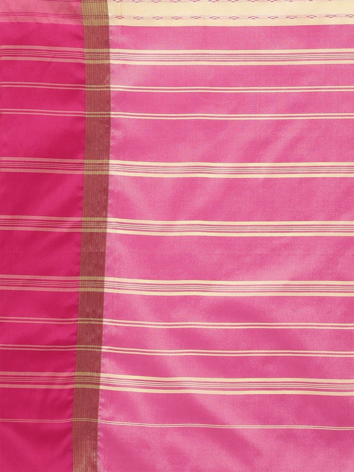 Leeza Store Cotton Silk Blend Woven Striped Self Design Zari Border Saree With Blouse Piece - Beige