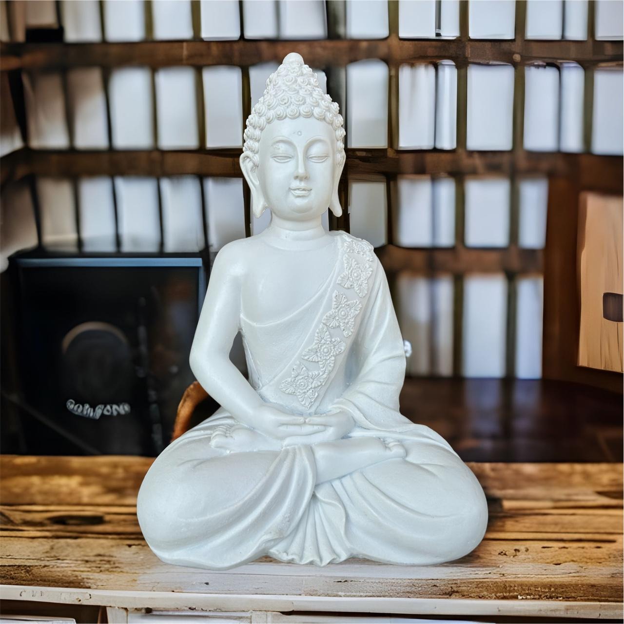  Garden Basket Big Sitting Buddha Vastu I Fengshui I God Idol I Statue I Pooja Puja Purpose I Home Temple Dcor I Decorative I Showpiece (White, 10-inch)
