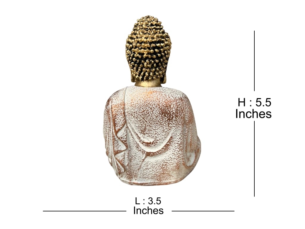 Buddha Showpiece Idol for Home Decor (Set of 3) (Ivory Gold, Free Size)
