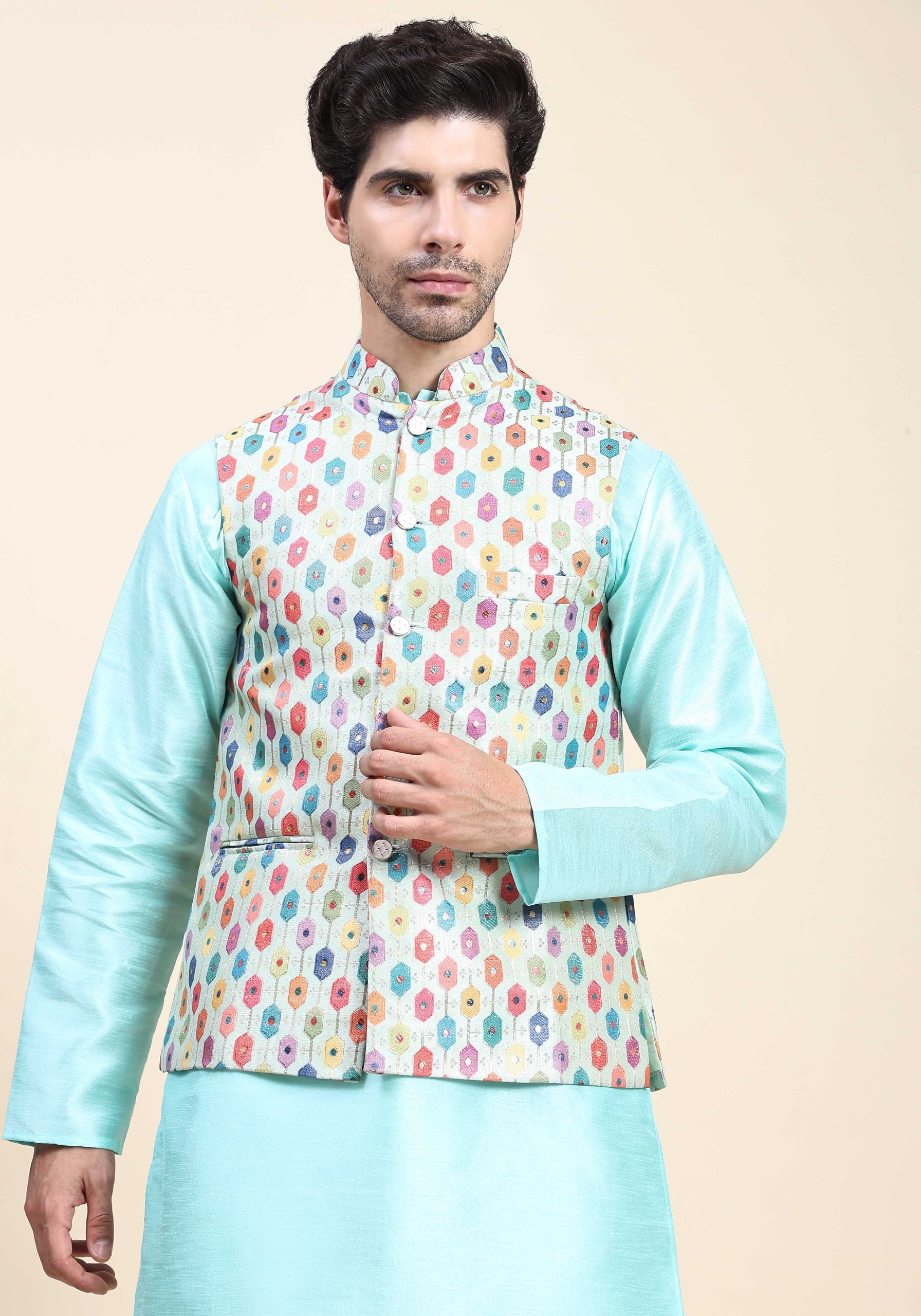 Textured Print Modi Jacket For Every Look ( indiamarketto )