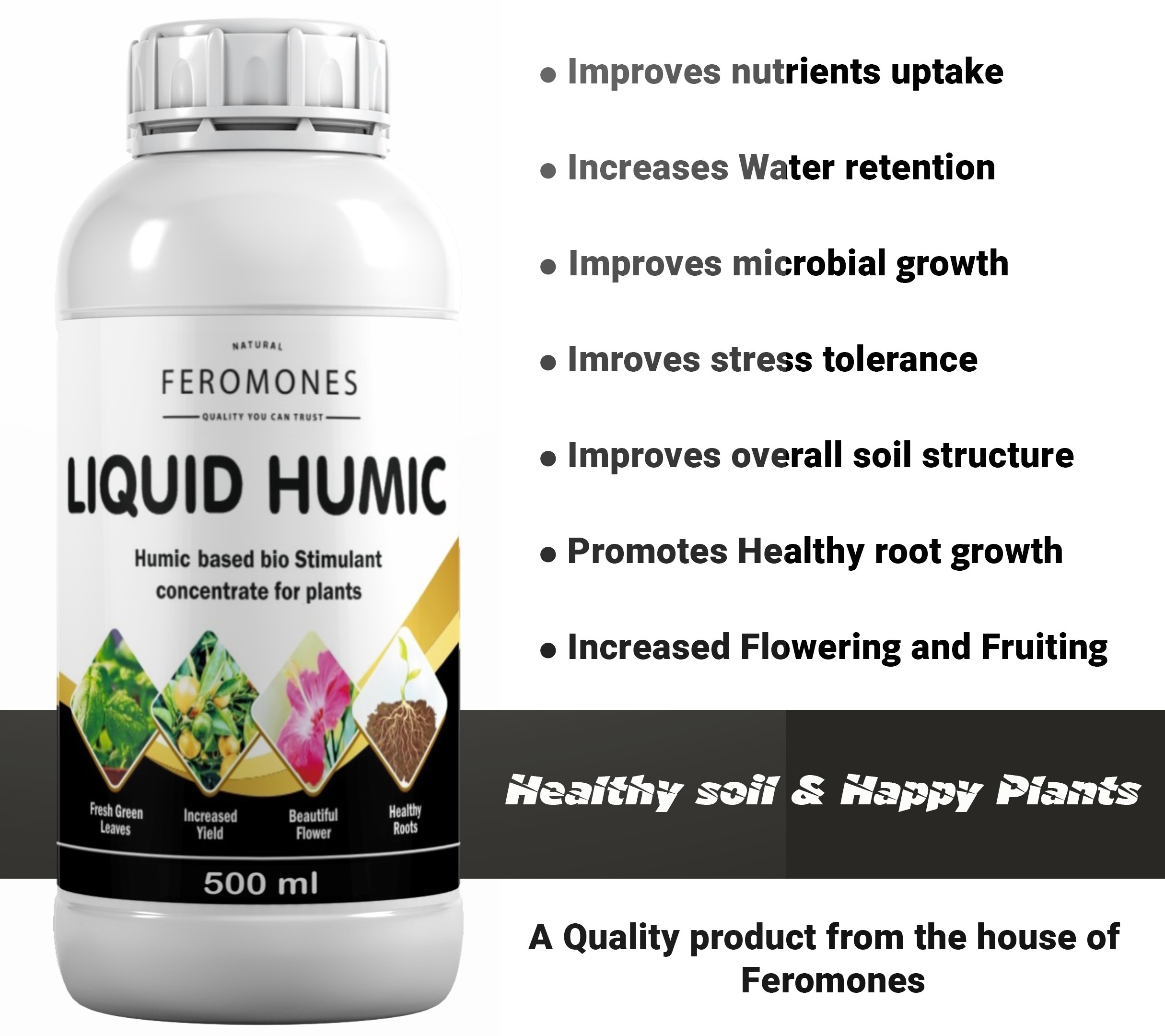 Feromones Humic Acid Fertilizer for plants - Suitable For all types of plants Fertilizer - 250 Ml