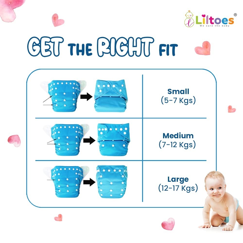 Liltoes  LILTOES® AIO Baby Cloth Diapers 0 to 3 Years | Side Leakage Proof Washable Reusable Diaper For New Born Baby (Pack of 4-No Inserts Included) - 4 Diapers (No Inserts Included)