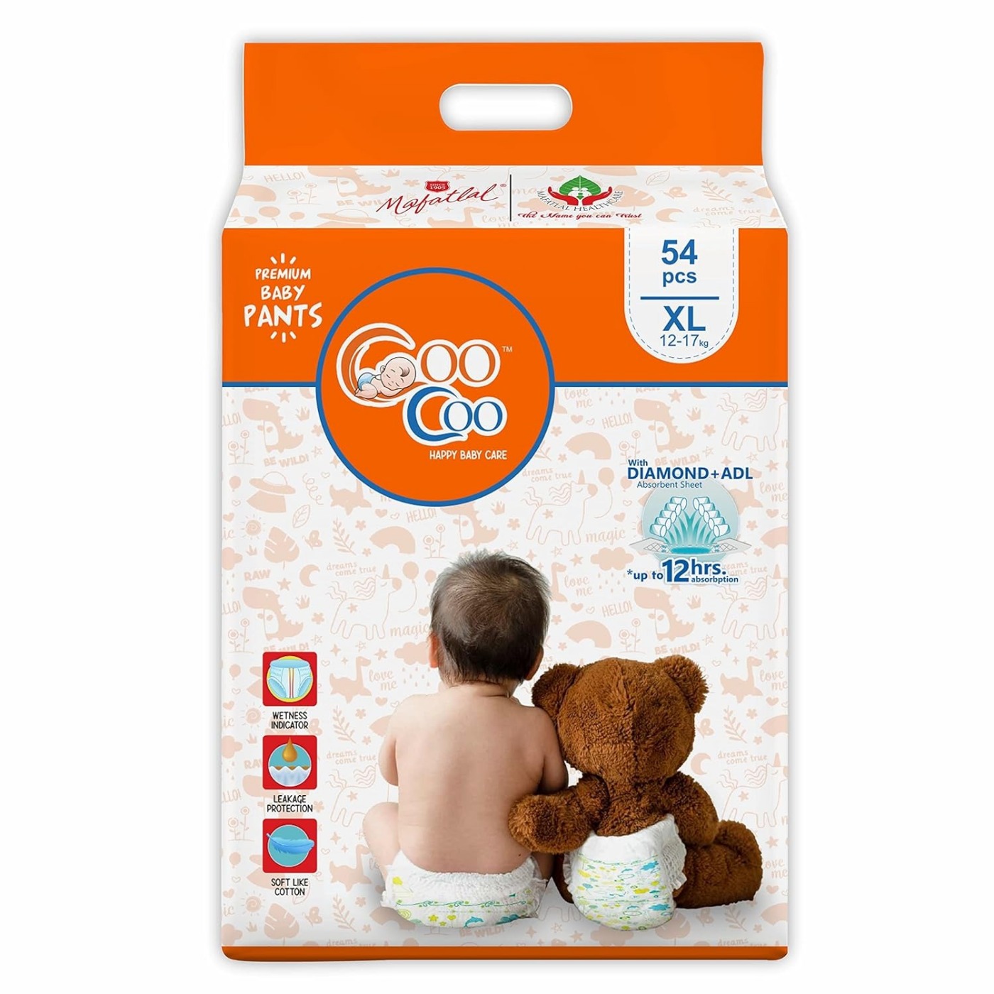 Coo Coo Extra Dry Baby Pullup Diaper Pant Size X- Large-XL (54) Count Upto 12-17 kg Super Absorbent Core Up to 12 Hrs Protection Soft Elastic Wa - X-Large, 54.0