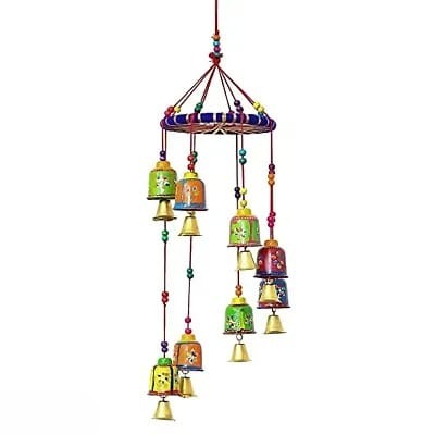 Jingel bell Handmade Rajasthani Bell With Wood for balcony wall door hanging decoration home deacute;cor set of 1