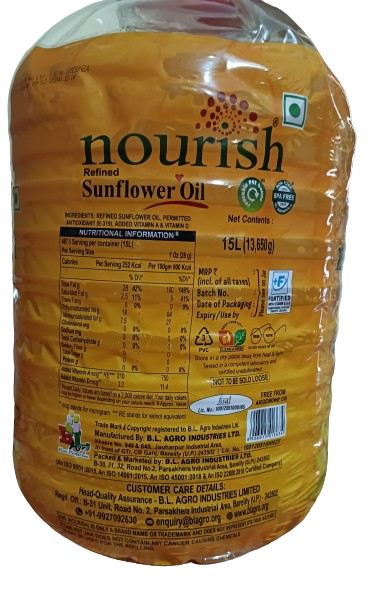 Nourish Refined Sunflower Oil - 15 L - 15L Jar