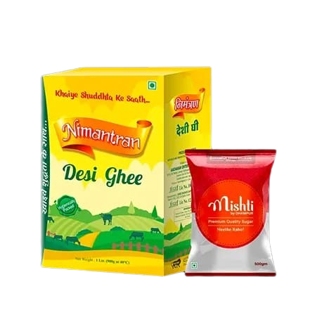 Nimantran Ghee - 1 Ltr & FREE Mishti Sugar - 500 Gm - Combo of 2