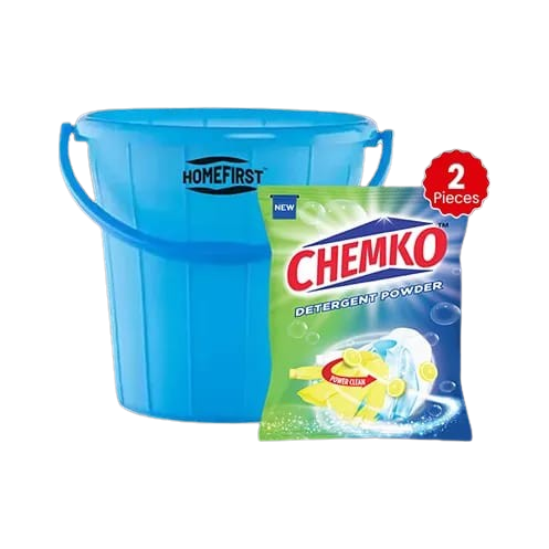 Chemko Detergent Powder-1 Kg x 2 + Home First Frosty Bucket - 9 Ltr - Combo of 2