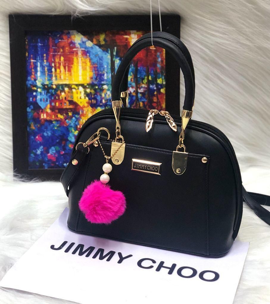 Bon Bon | Fuchsia Satin Bag with Crystal Handle | JIMMY CHOO