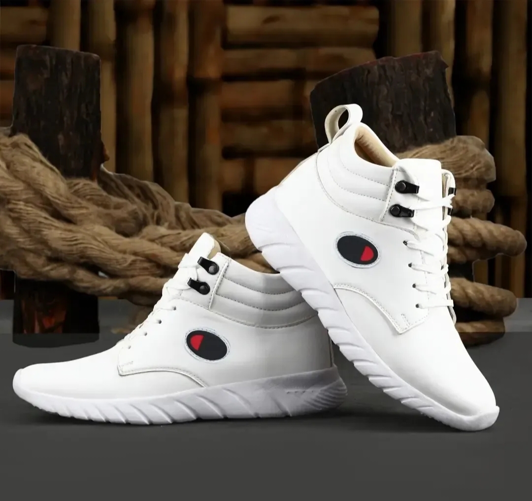 Stylish Fashionable White Leatherette Trendy Modern Daily Wear Lace Ups  Running Casual Shoes Sneakers For Men 7345194