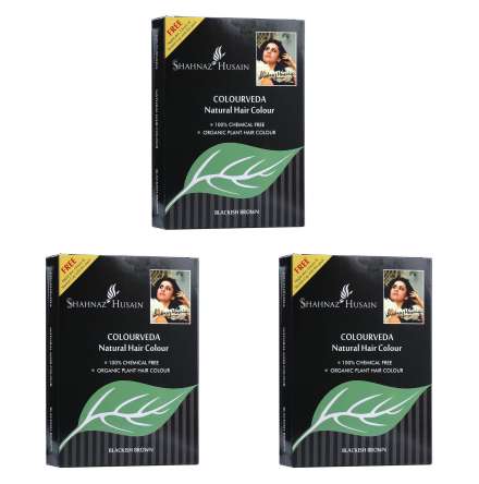 Shahnaz Husain Colourveda Natural Hair Colour - 100Gm (Blakish Brown) (Pack of 3)