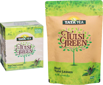 Tata Tea Tulsi Green Real Tulsi Leaves With Green Tea - 100GM and Tata Tea Tulsi Green Tea Bags - 10S