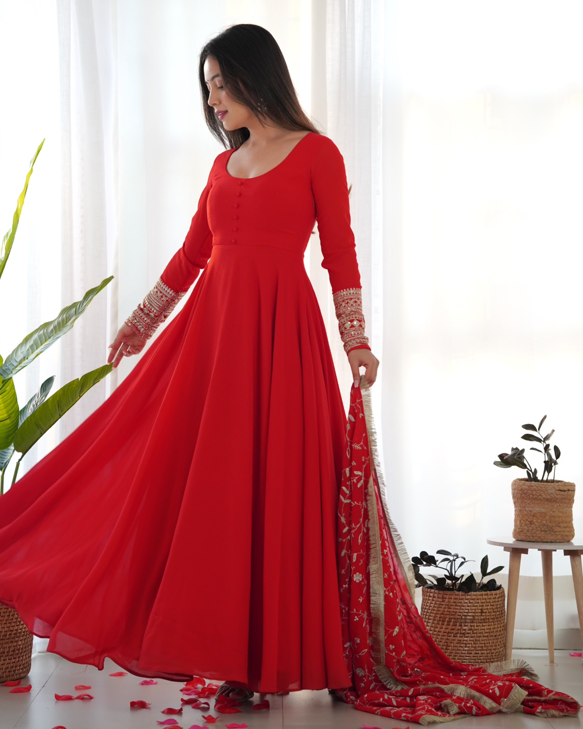 Antique Fashion  Anarkali Gown Suit  - X's (34), Red