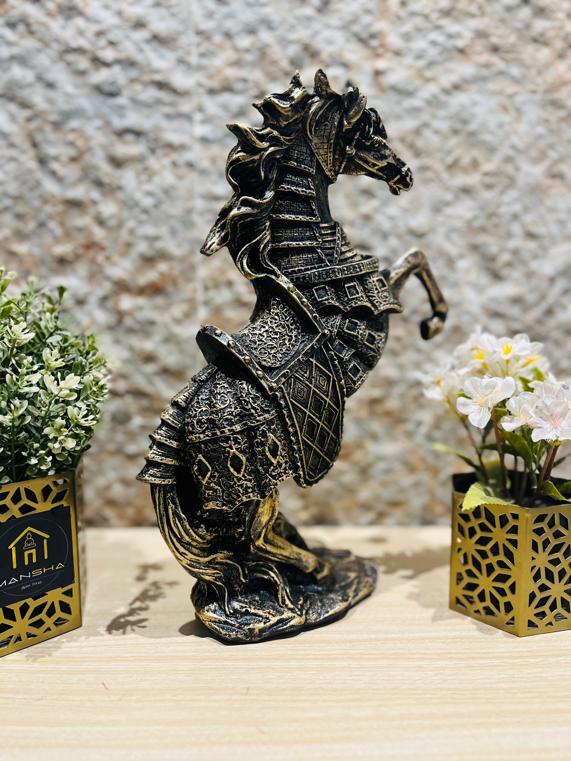 Chetak Horse - 12 inch, Rusty Nail, Polyresin