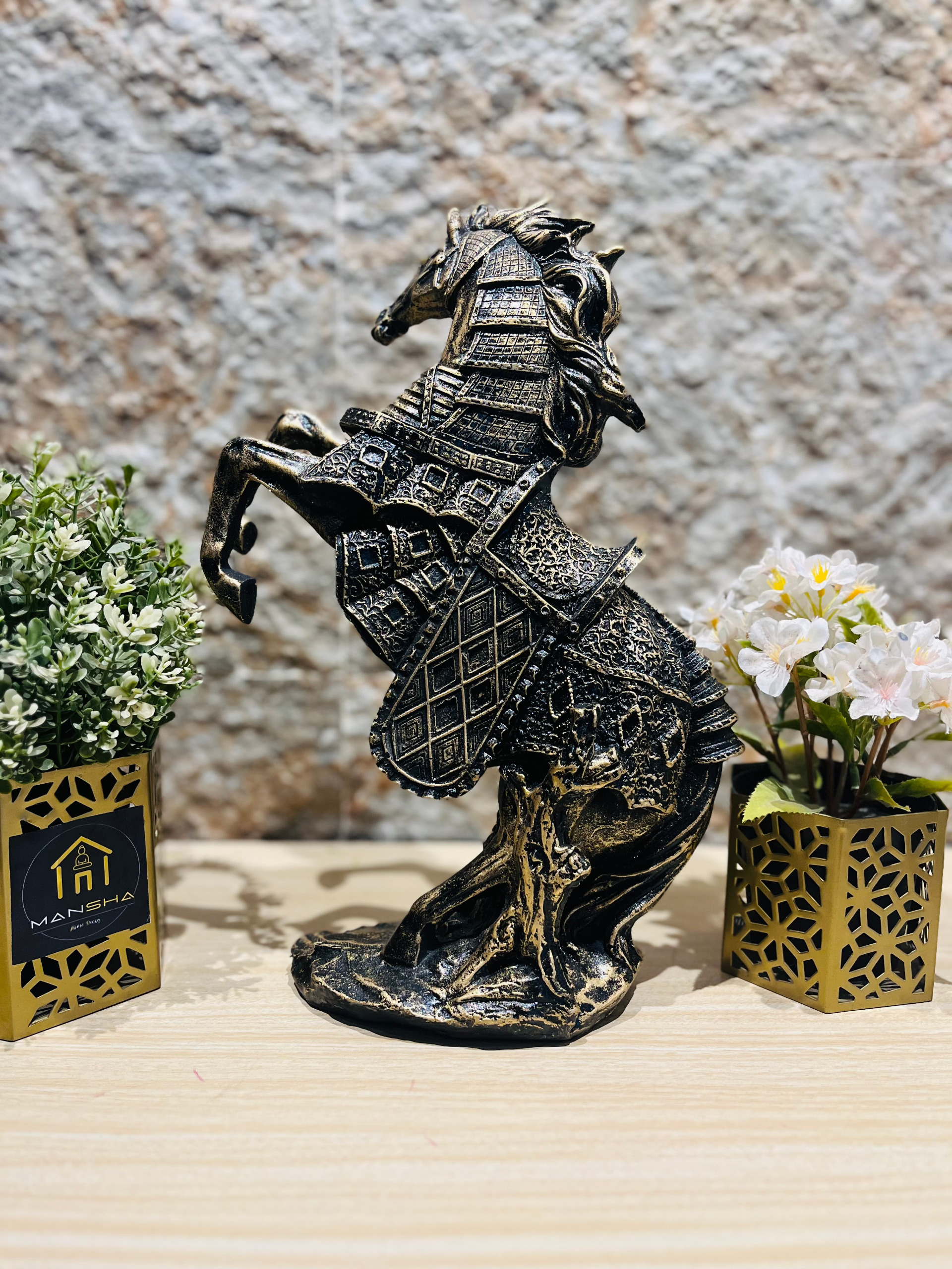 Chetak Horse - 12 inch, Rusty Nail, Polyresin