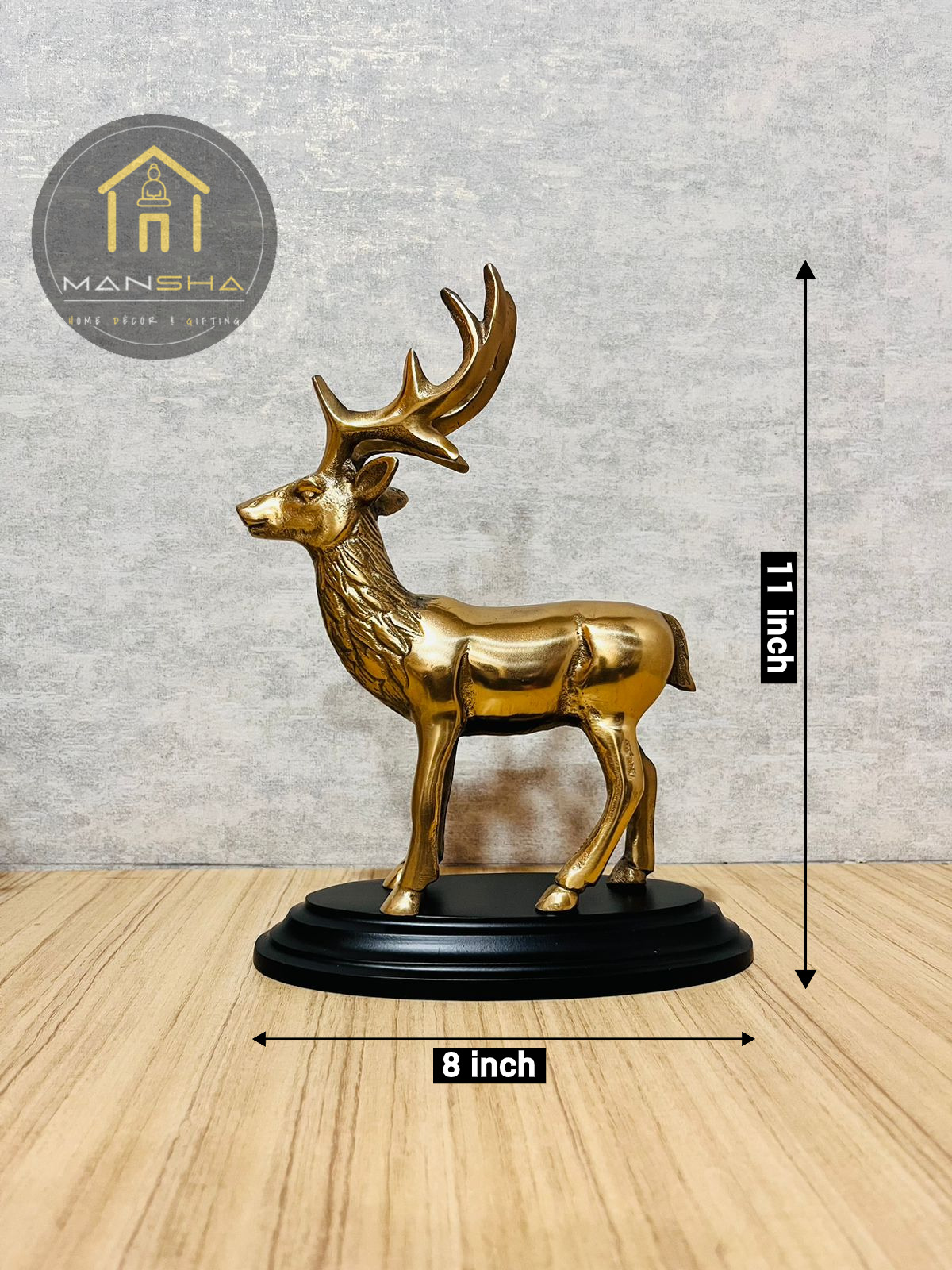 Golden Metal Deer - 11 Inch, Golden Metal, Brass Alloy