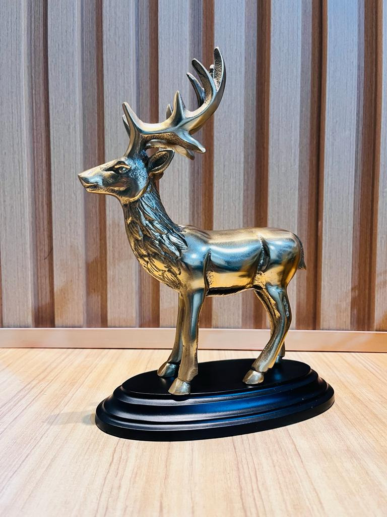 Golden Metal Deer - 11 Inch, Golden Metal, Brass Alloy