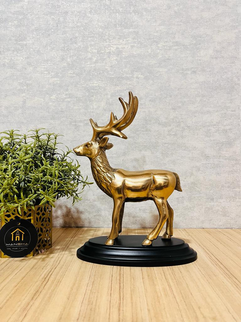 Golden Metal Deer - 11 Inch, Golden Metal, Brass Alloy