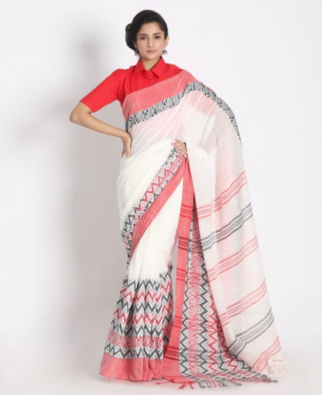 Handloom Begampuri Work Cotton Saree