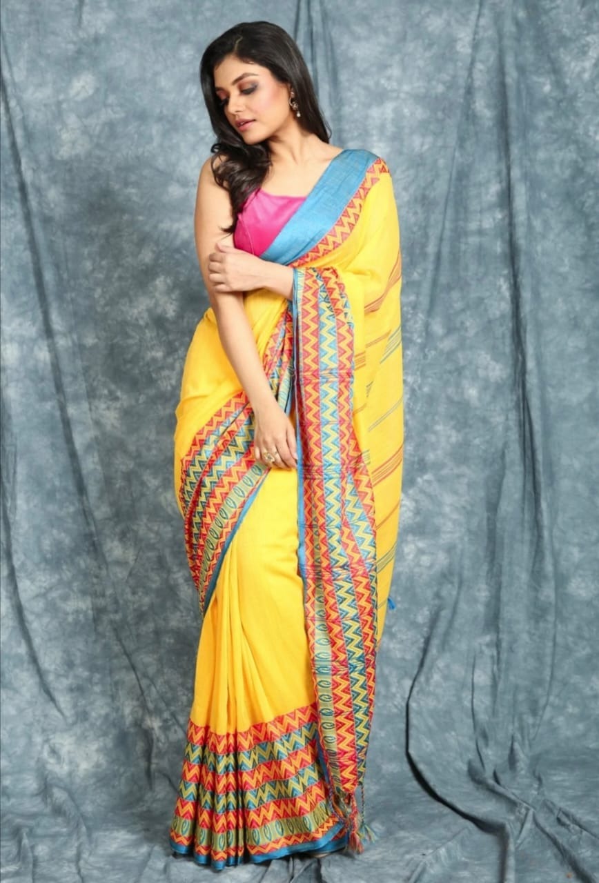 Handloom Begampuri Work Cotton Saree