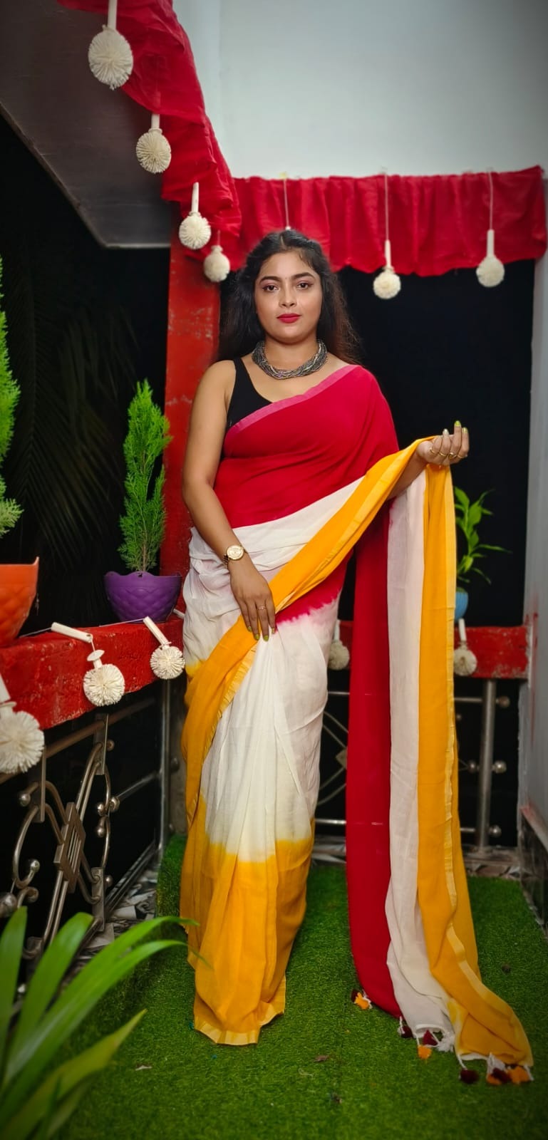 Handloom Mul Cotton 3D Soft Saree