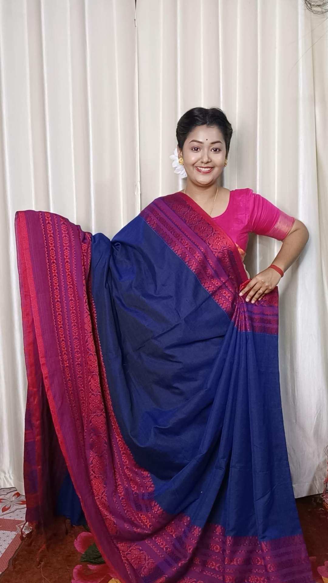 Handloom Begampuri Work Cotton Saree