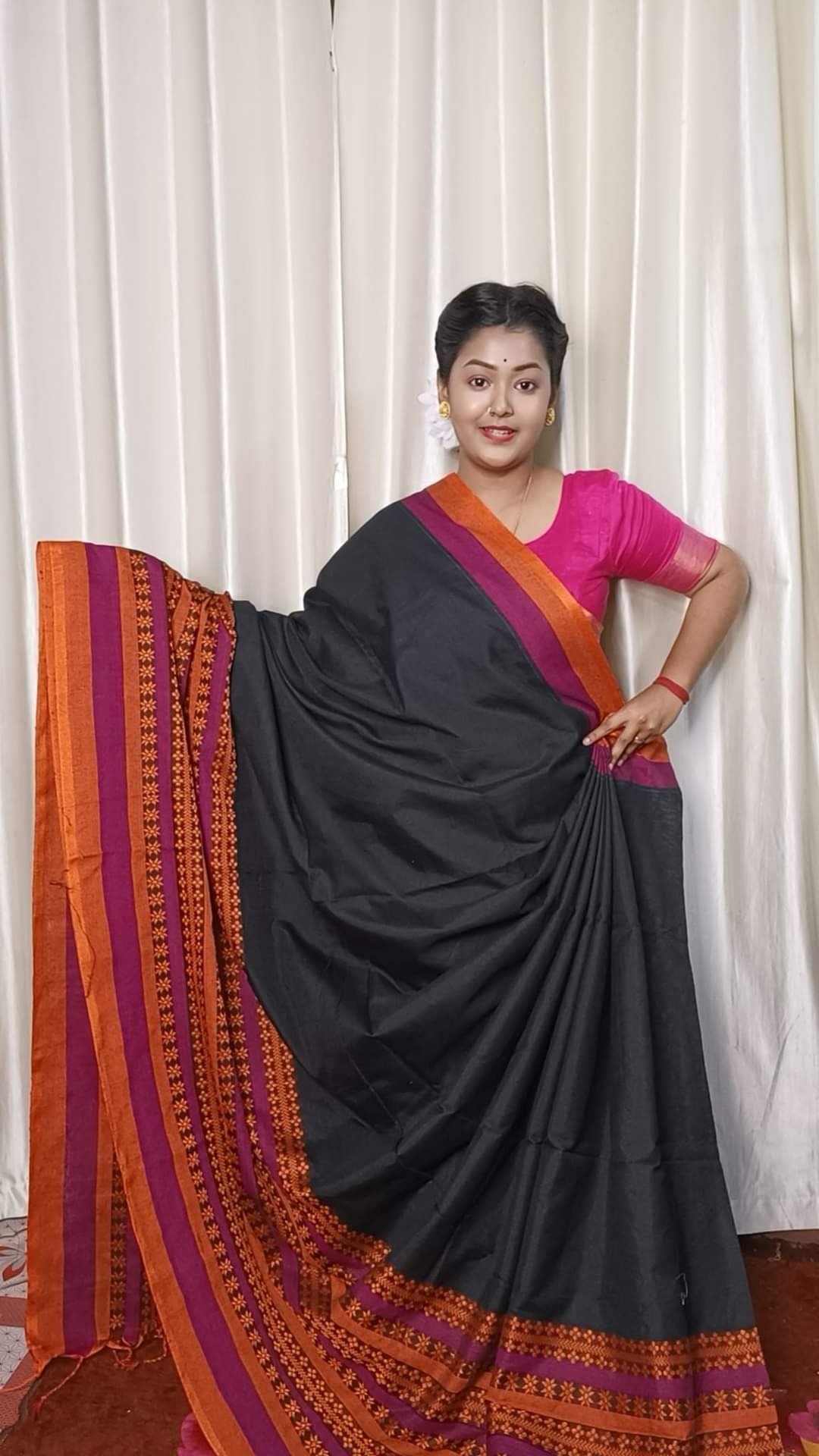 Handloom Begampuri Work Cotton Saree