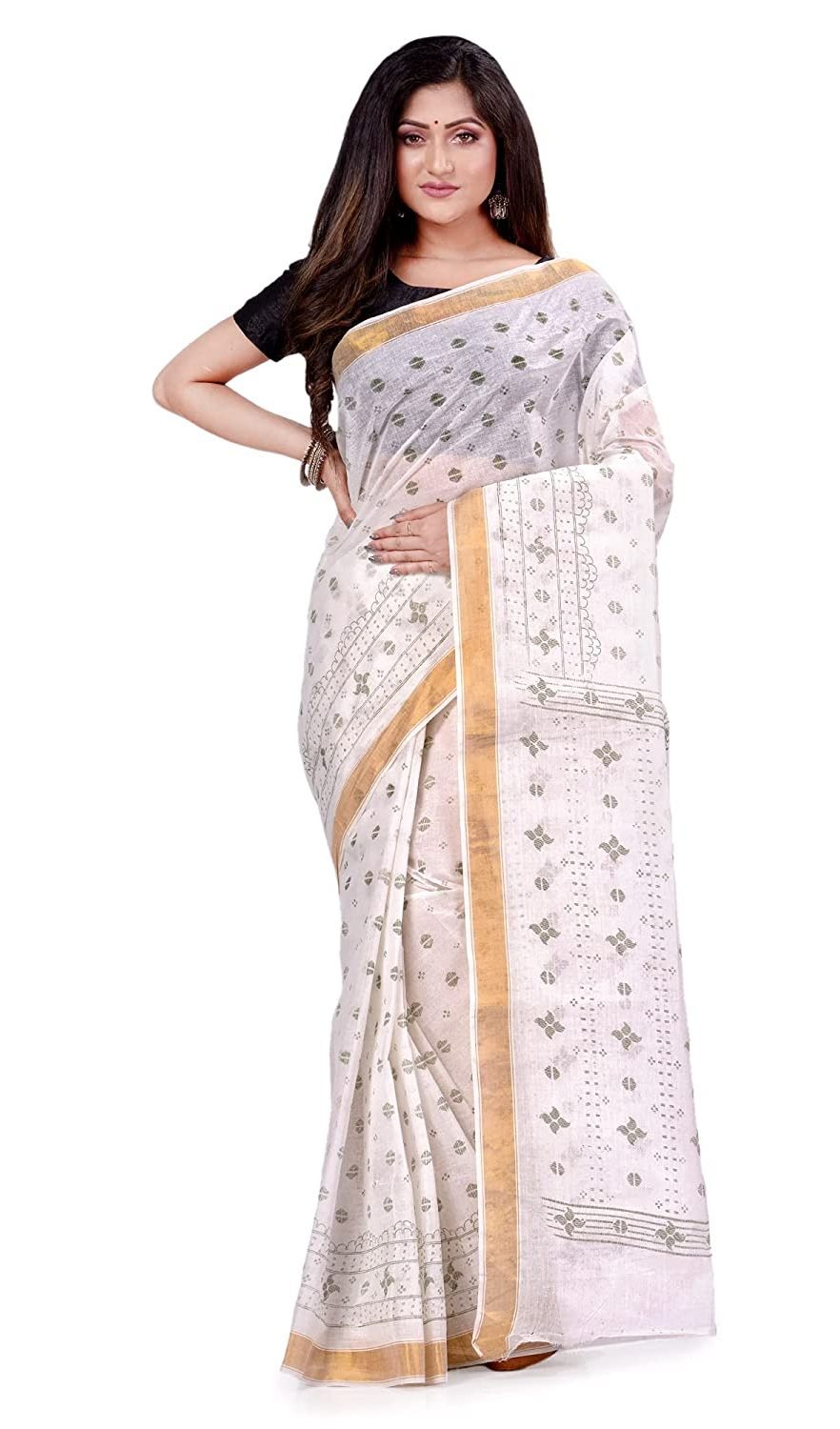 Handloom Zari Border Bengali Tant Saree