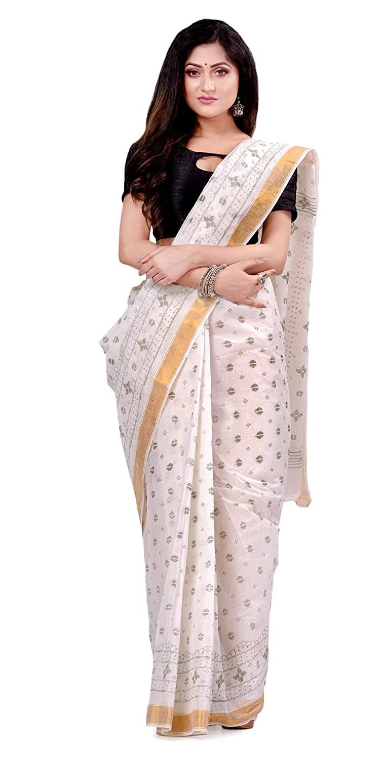 Handloom Zari Border Bengali Tant Saree