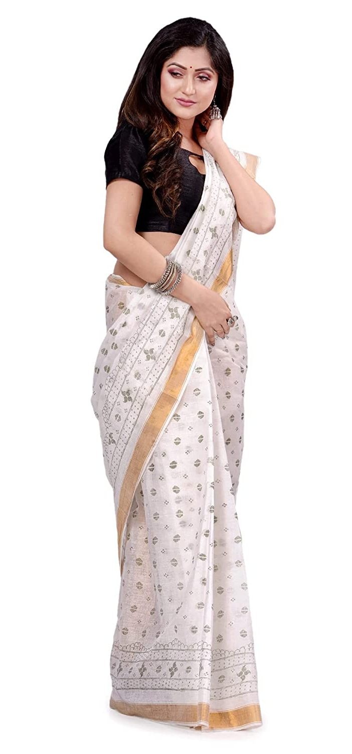 Handloom Zari Border Bengali Tant Saree