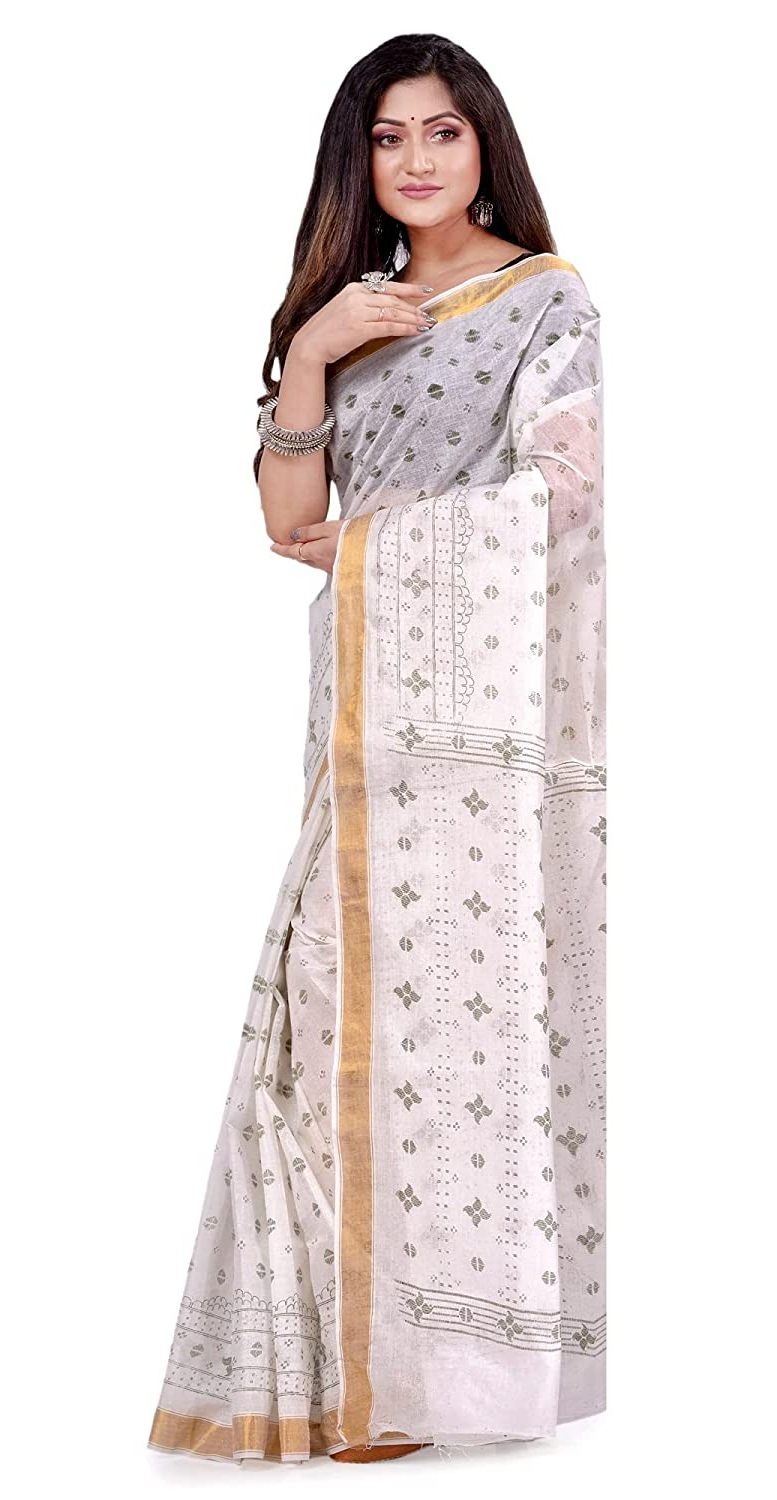 Handloom Zari Border Bengali Tant Saree