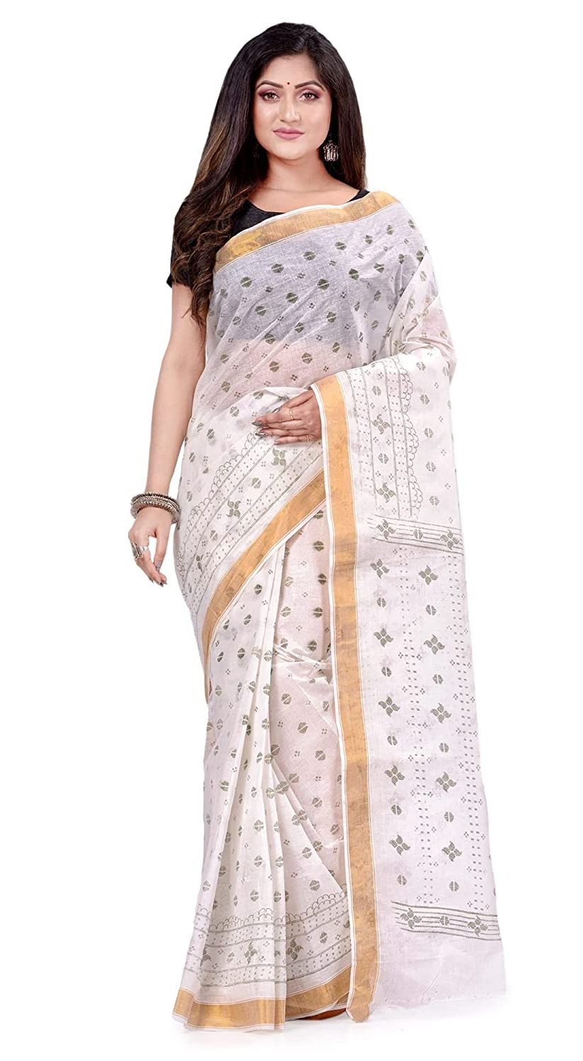 Handloom Zari Border Bengali Tant Saree