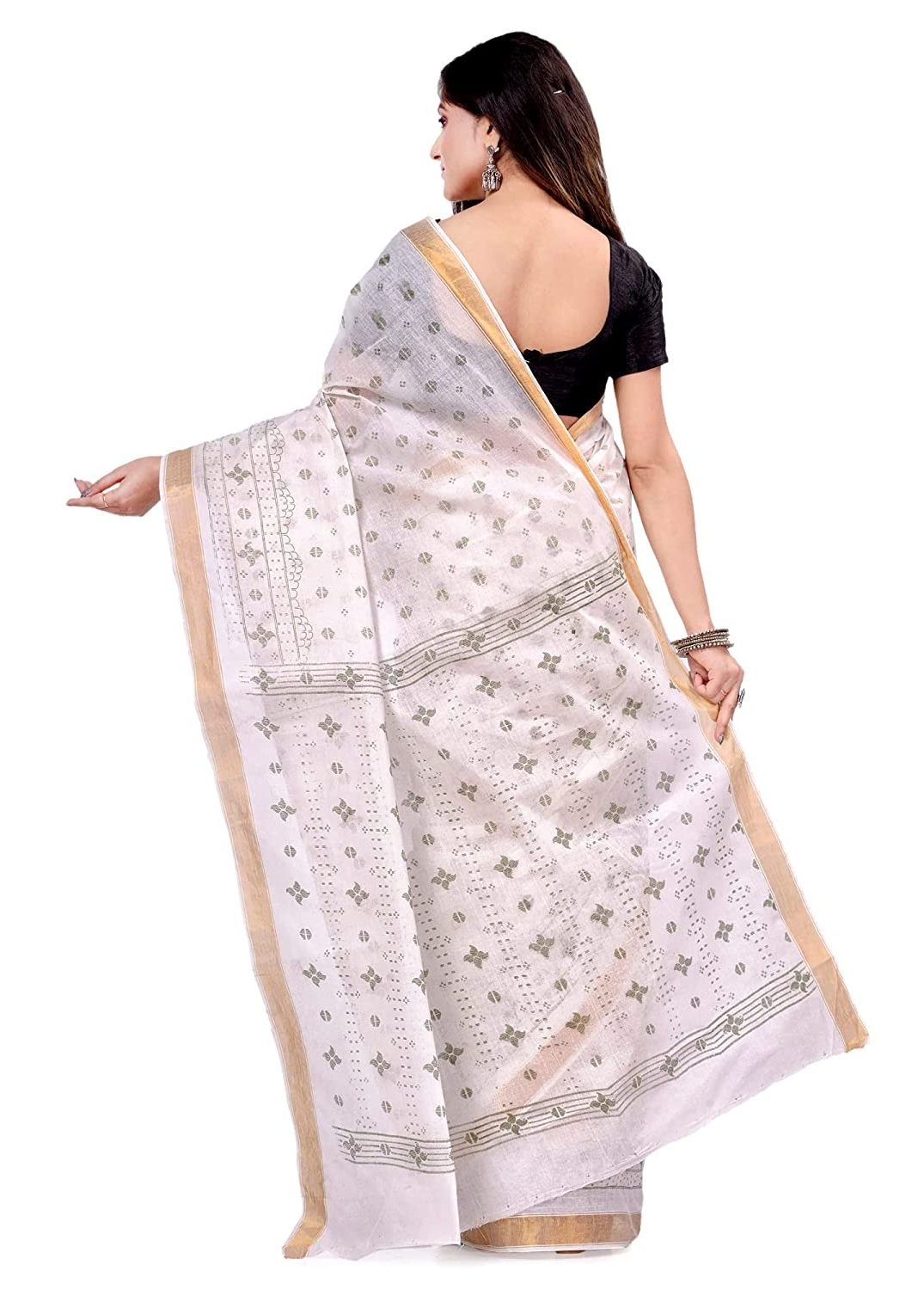 Handloom Zari Border Bengali Tant Saree