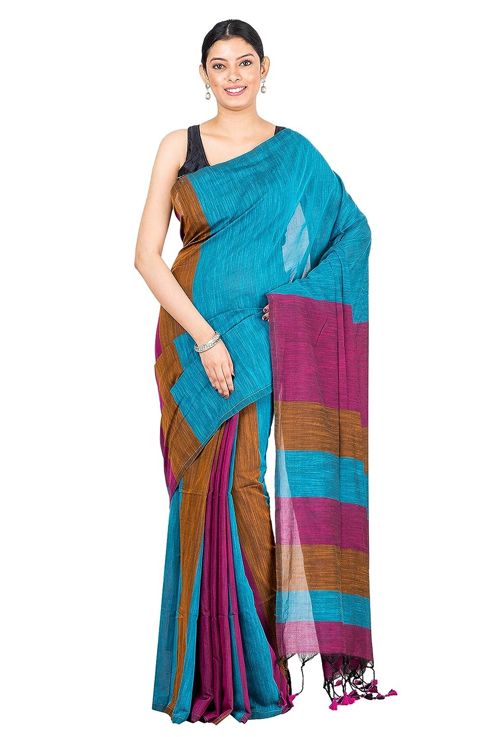 Handloom Multicolored Big Strips Saree