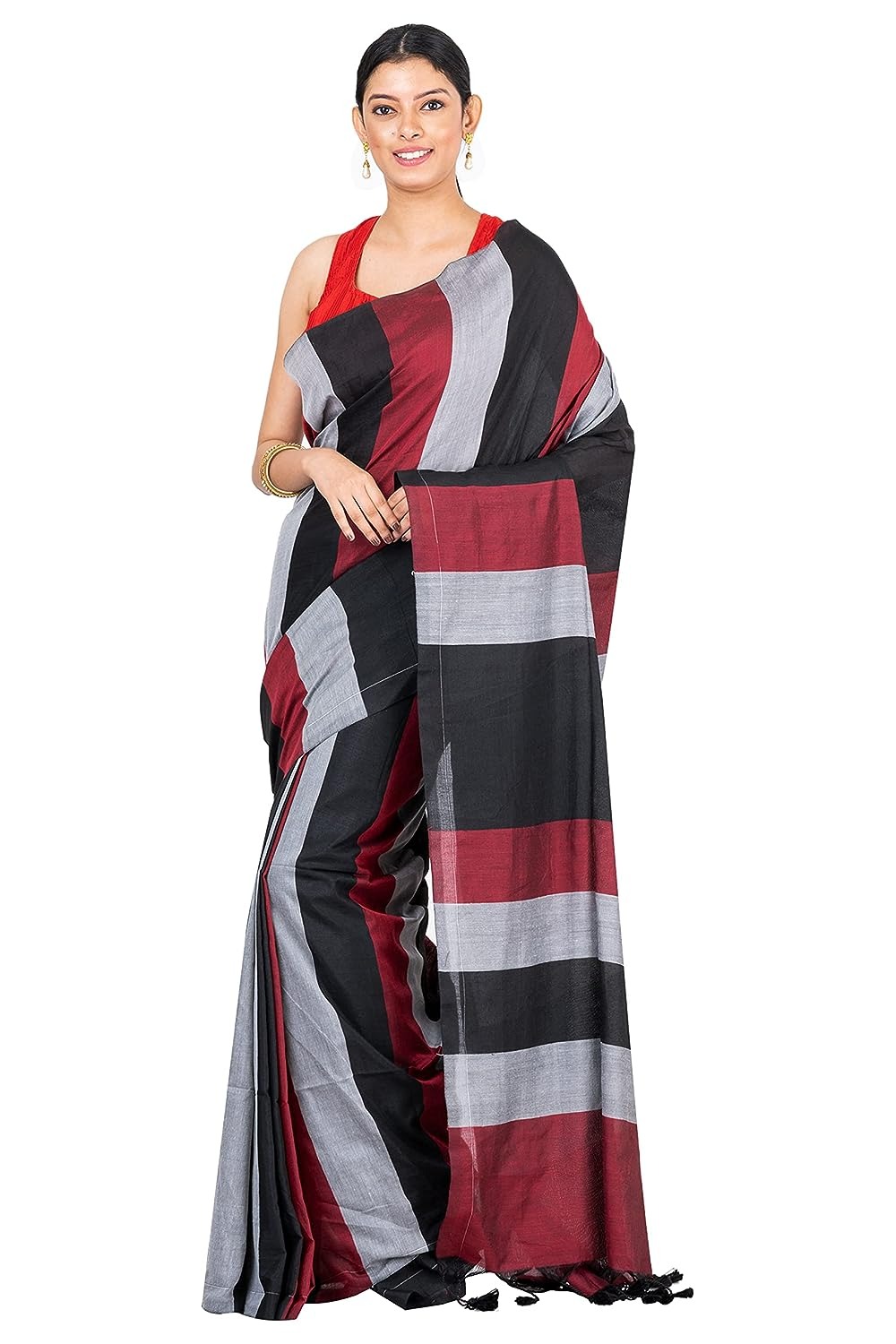 Handloom Multicolored Big Strips Saree