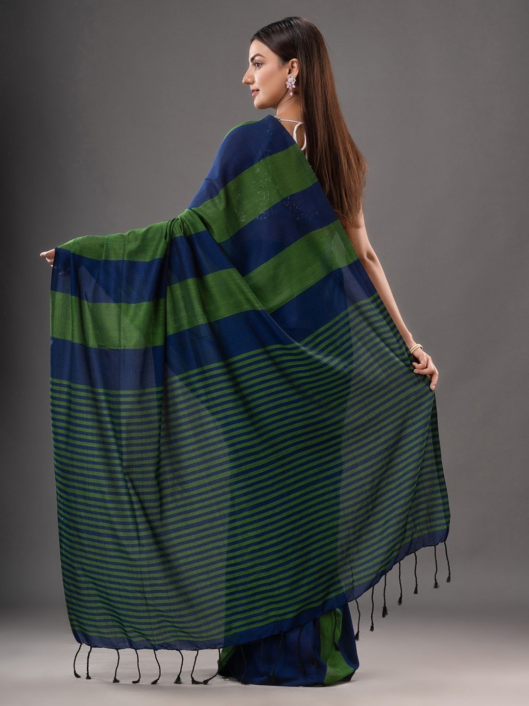 Handloom Multicolored Strips Saree - Cotton, Cotton (CK)