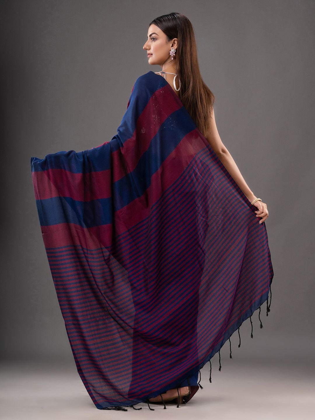 Handloom Multicolored Strips Saree - Cotton, Cotton (CK)