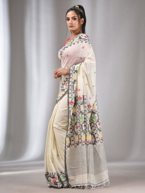 Handloom Woven Nayantara Jamdani - White
