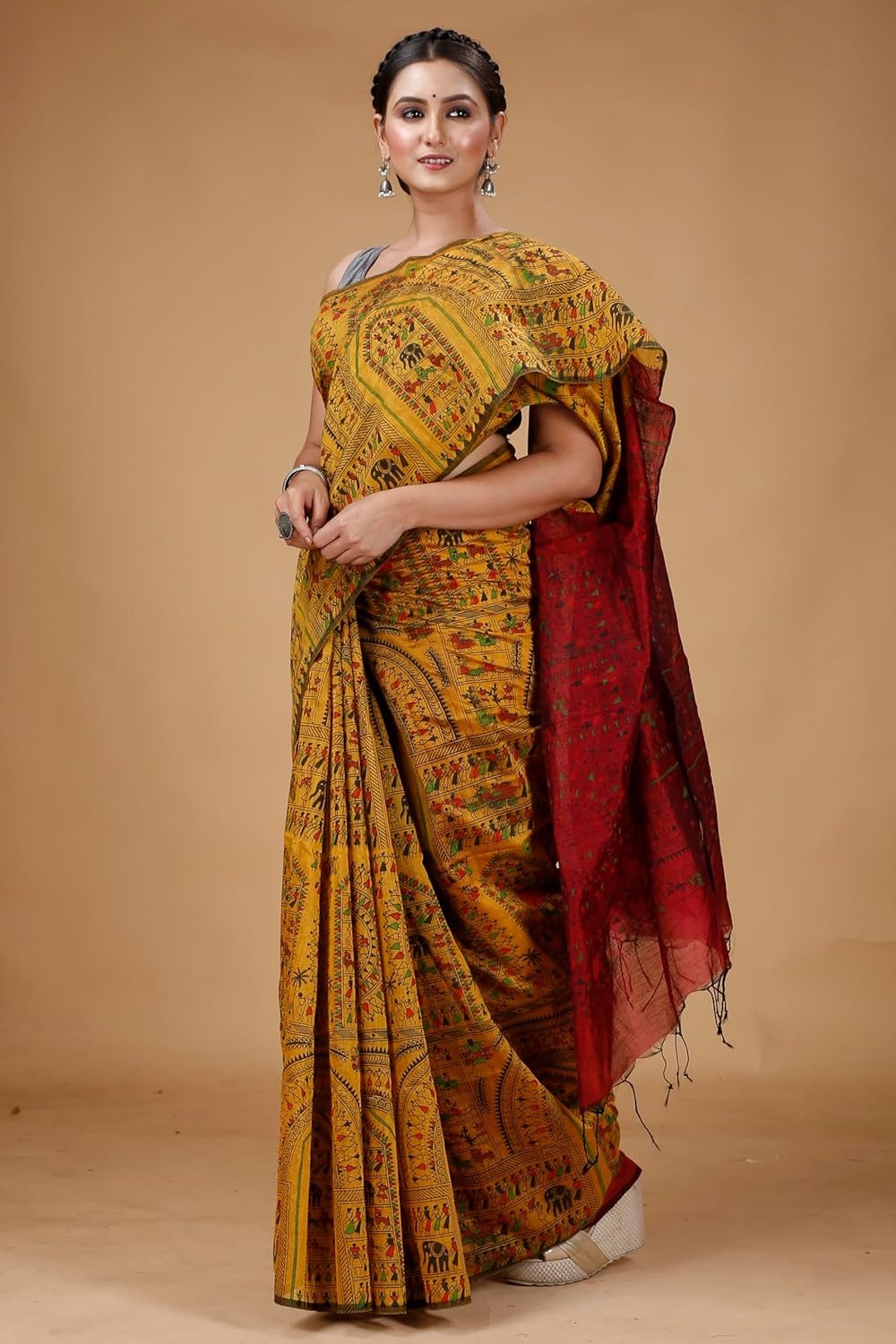 Handloom Madhubani Block Print Sarees