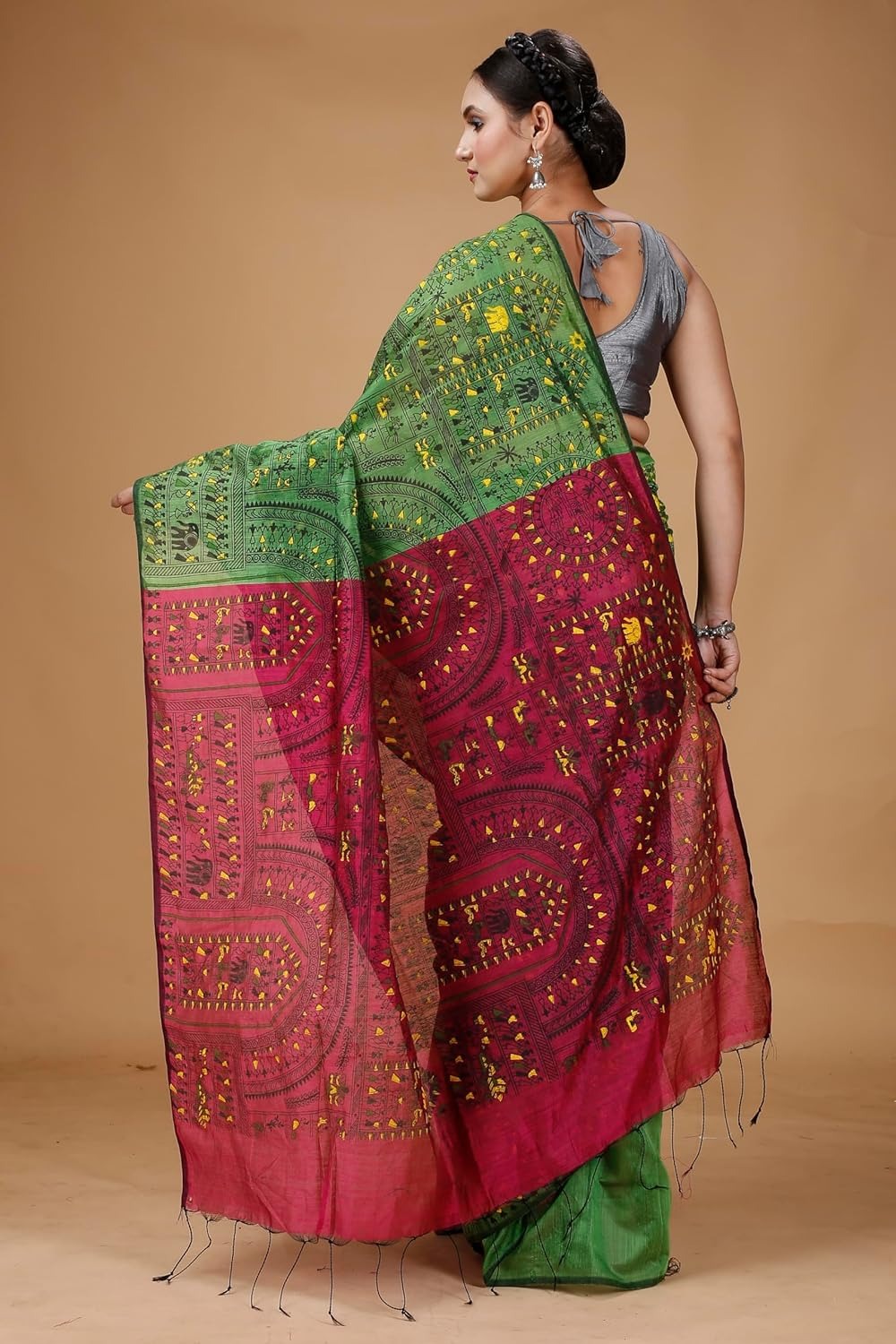 Handloom Madhubani Block Print Sarees