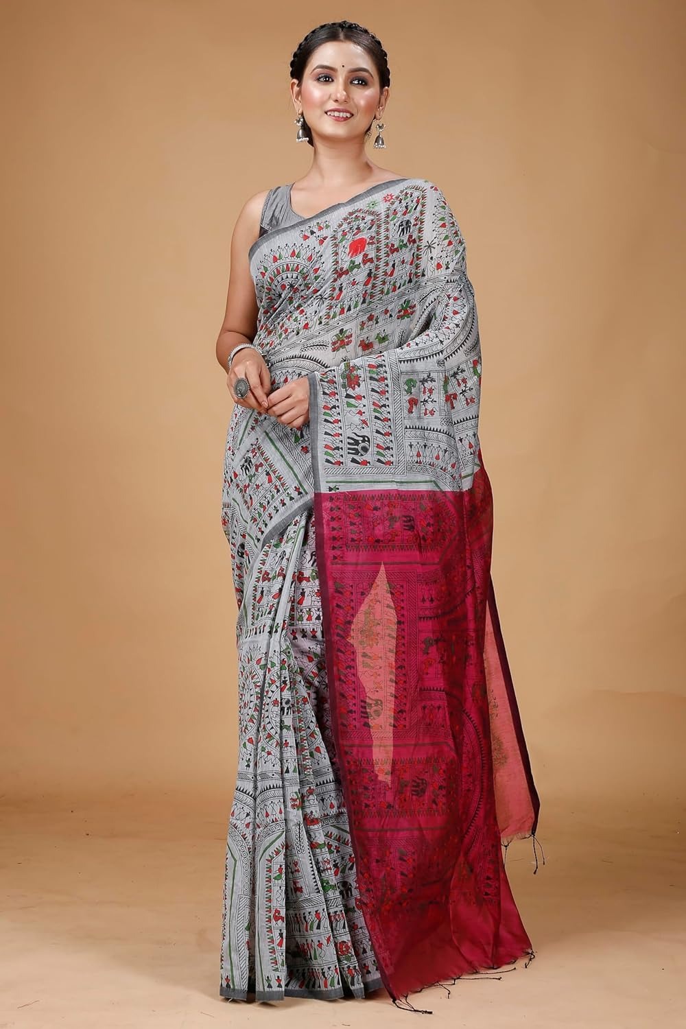 Handloom Madhubani Block Print Sarees