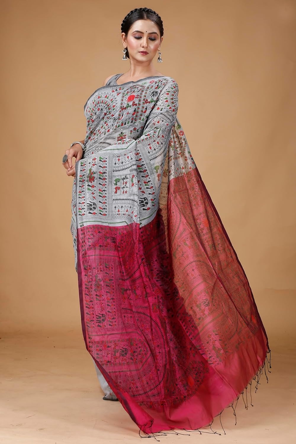 Handloom Madhubani Block Print Sarees