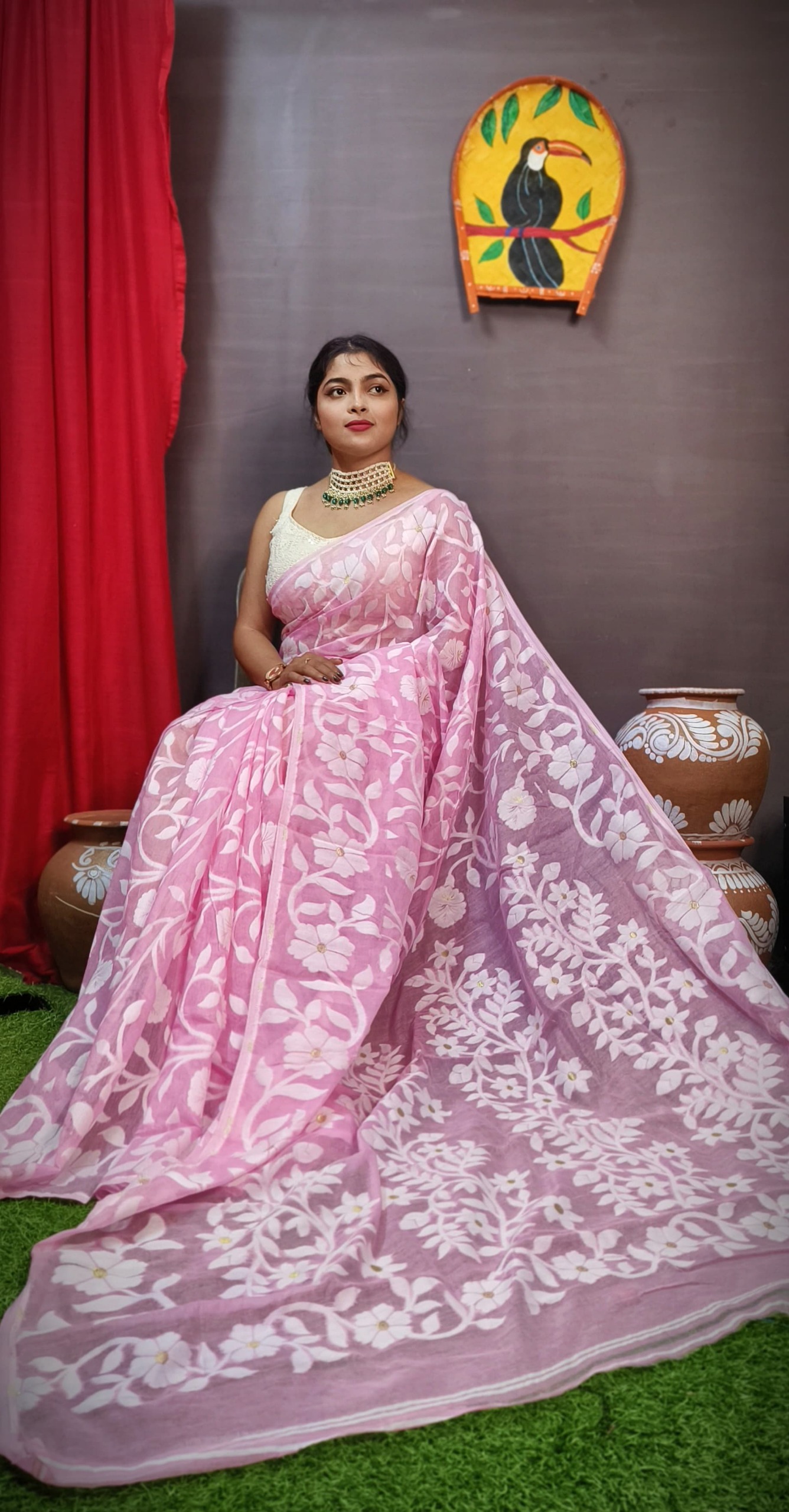 Aditi Handloom Floral Woven Soft Jamdani