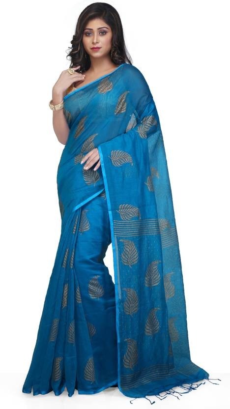 Golden Leaf Hand Paint Saree