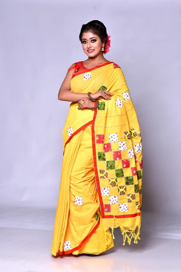 Handloom Cotton Boul Aplic Saree