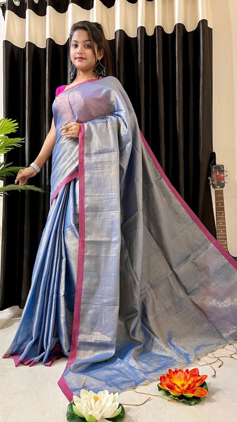 Handloome Duel Tone Tissue Cotton Saree