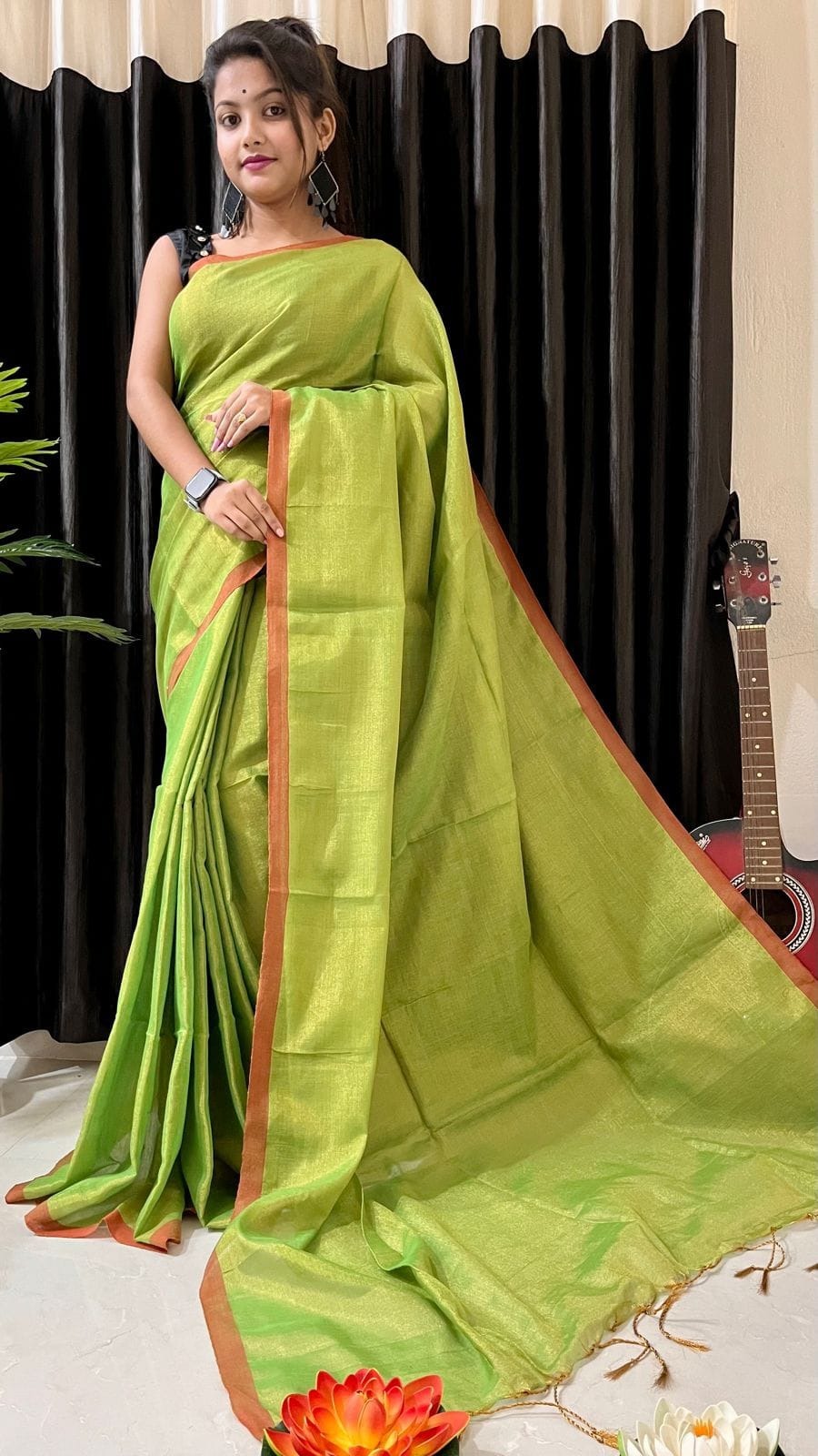 Handloome Duel Tone Tissue Cotton Saree