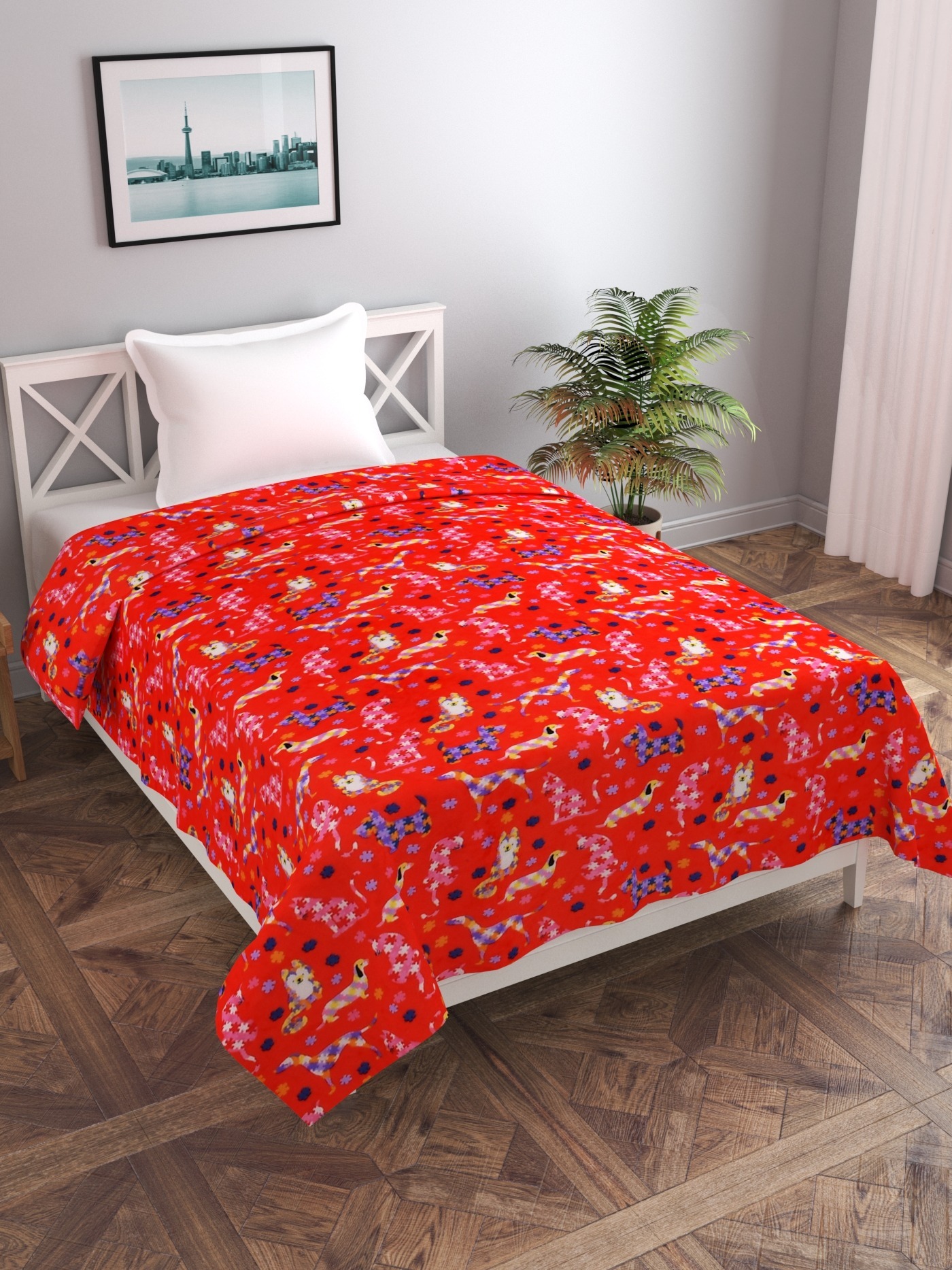 MORADO 190 GSM Flannel Super Soft Warm Single Bed Cartoon Print Quilt Cover/Duvet Cover/Rajai Cover/Blanket Cover for Winters with Zipper -60x90 Inches, Multi Color