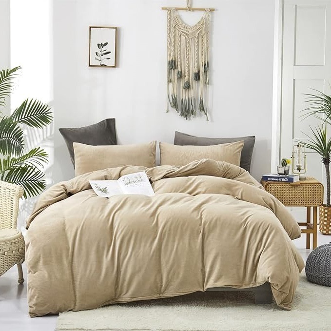 MORADO 190 GSM Flannel Super Soft Warm Double Bed Quilt Cover/Duvet Cover/Rajai Cover/Blanket Cover for Winters with Zipper -90x100 Inches, Camel